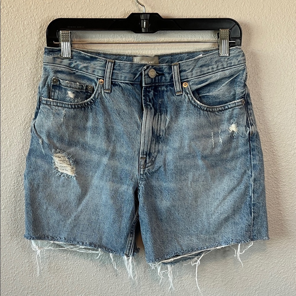 Everlane Denim Short Distressed Medium Wash Size 27